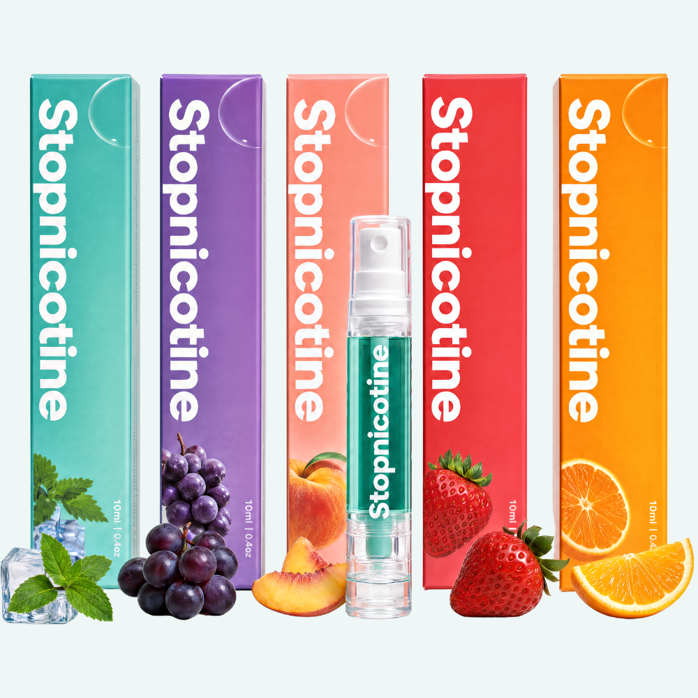 StopNicotine Smile - Haleine fraîche quelques secondes après avoir fumé | 5 saveurs | 10ml et 150+ vaporisations