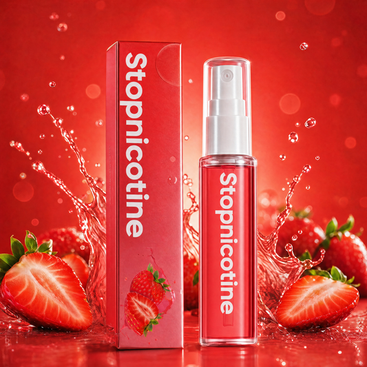 StopNicotine Smile - Haleine fraîche quelques secondes après avoir fumé | Fraise | 10 ml et 150+ pulvérisations