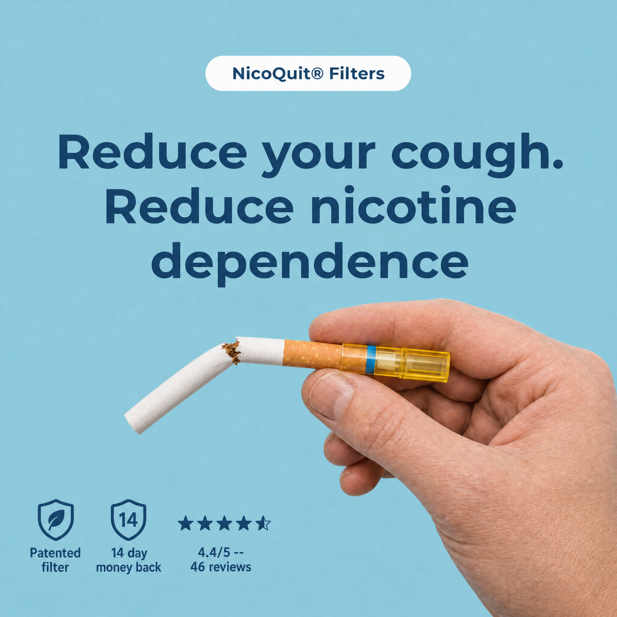 NicoQuit® - Réduisez votre toux. Réduisez votre dépendance à la nicotine. | Filtre le goudron et la nicotine | 20 pièces